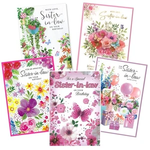 Sister in Law Birthday Card *VARIOUS DESIGNS* Female Ladies Women - 7.5"x5.25" - Picture 1 of 21