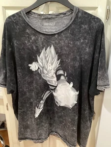 Acid Wash Black Short Sleeve DRAGON BALL Z  VEGETA Graphic T-Shirt Size 2XL - Picture 1 of 4