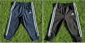 Adidas Jogger Pants Infant Size 12-18 Months 3 Stripe Life Lounge Black Navy - Picture 1 of 11
