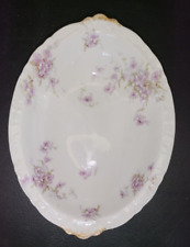 Vtg Serveware Theodore Haviland Limoges Vegetable Bowl 10 x 7.5 x 2.5" Purple