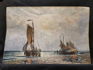École française, aquarelle sur canson marine signée 31 x 47 cm - Foto 1 di 6