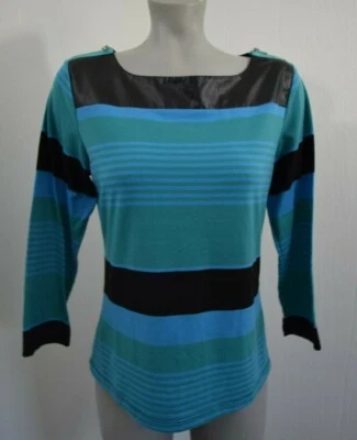 Maria Gabrielle бирюзовый и черный в полоску верх на молнии через плечо размер PL Petite - Изображение 1 из 4