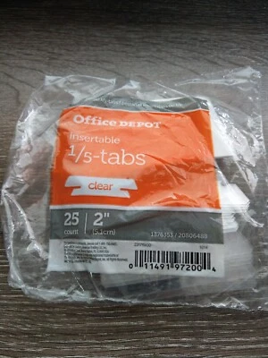 Office Depot® Brand Plastic Tabs, 2", 1/5 Cut, Clear, Pack of 25 NEW - Image 1 of 3