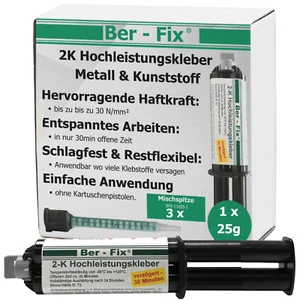 Ber-Fix 2K Hochleistungskleber 25g 30min Kunststoff- und Metallkleber 3 Spitzen - Bild 1 von 9
