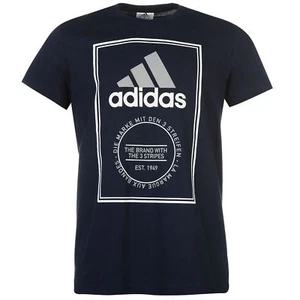 Adidas Essential Box Logotipo Camiseta Para Hombre Azul Marino/Blanco/Gris Ropa Deportiva S Camiseta - Imagen 1 de 3