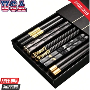 5-Pairs Reusable Chopsticks Lightweight Chop Sticks Japanese Premium Style Stick - Picture 1 of 6
