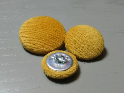 Yellow/Gold Velvet Fabric Buttons, 16mm, 18mm, 20mm, 23mm, 25mm, 31mm, or 37mm - Image 1 of 4