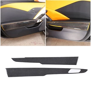 Carbon Fiber Inner Door Armrest Side Panel Trim Stickers For Corvette C7 2014-19 - Picture 1 of 12