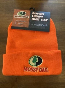 Mossy Oak Super Heavy Knit Hat Insulated Hunting Beanie Fluorescent Orange - Picture 1 of 3