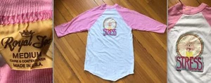 VTG 80s CATHY COMIC STRESS DECAL USA T-SHIRT WHITE PINK RAGLAN SINGLE STITCH M - Picture 1 of 7