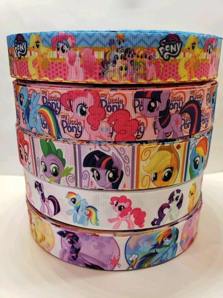 5 Yards 7/8" & 1" my little pony Mix Lot Grosgrain Ribbon Hair Bow Supplies. - Image 1 of 1