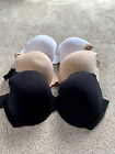 Fruit Of The Loom 40Ddd Lot Of 3 Cotton Spandex T-Shirt Bra Black White Nude