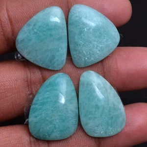 55.00 Cts Natural Amazonite Untreated 2 Pairs/4 Pcs Cabochon Loose Gemstones Lot - Picture 1 of 5