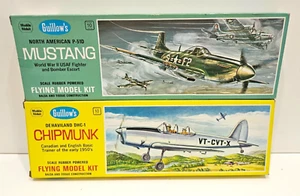 GUILLOWS 2X LOT P-51D MUSTANG + DHC-1 CHIPMUNK NEW FLYING BALSA WOOD MODELS - Picture 1 of 3