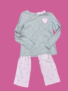 Croft & Barrow Soft Pink Gray Heart Long Sleeve Pajamas Set Lightweight Small - Picture 1 of 6