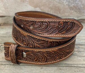 Western Belt Handmade Strap Men's Full Grain Leather No Buckle Cowboy Rodeo Belt