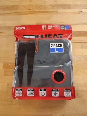 Men's 32 Degrees Heat Stretch Quick-Dry Soft Base Layer Pants 2 Pack Large