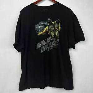 Harley Davidson Wolf Smyrna Denver Shirt Lone Wolf Moon Short Sleeve Black 2XL - Picture 1 of 9
