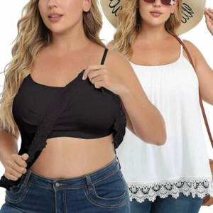 Plus Size Tank Tops Women Loose Cami with Built in Bra Summer Blouses Sleeveless - Picture 1 of 38