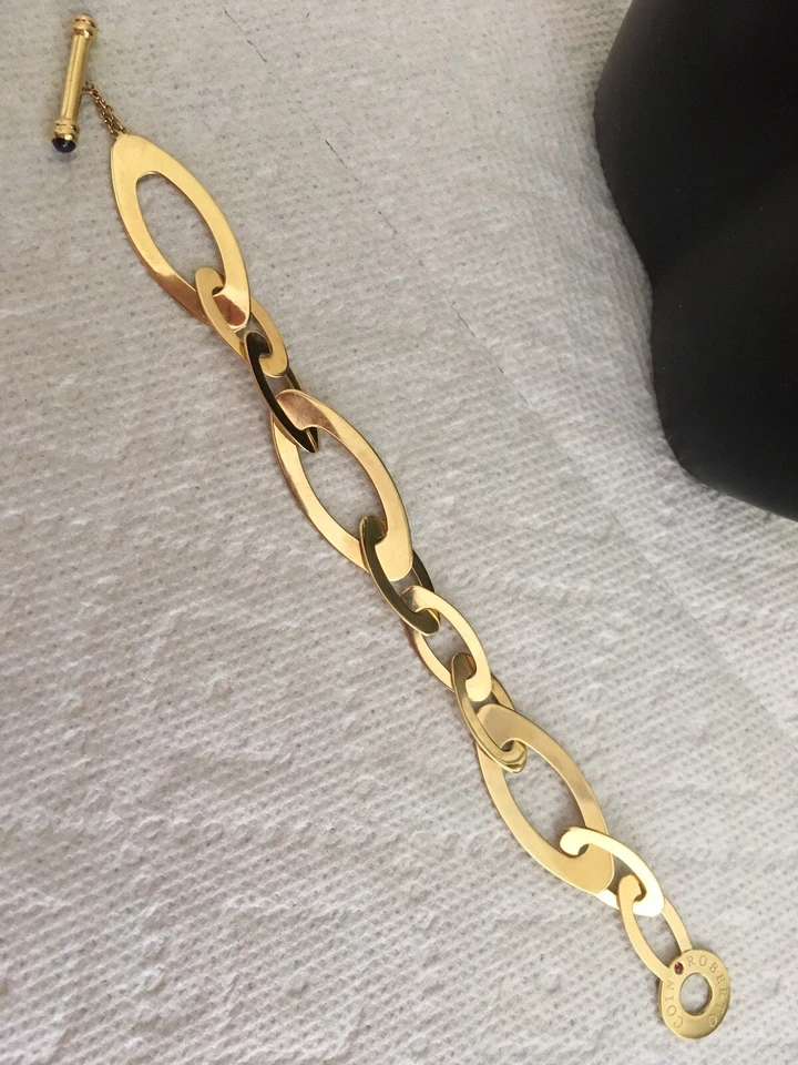 Roberto Coin 18K Chic Shine XL Link 手链!! 4875 美元!! — 第 1/4 张图片