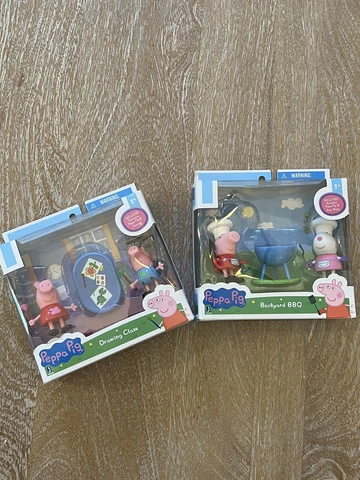 (LOT OF 2) Peppa Pig Play Sets - Backyard BBQ & Drawing Class - NEW IN BOX! Cover