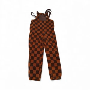 Lucy & Yak Baloo Borg Latzhose Damen Größe UK 10 braun Teddybär Schachbrettmuster - Bild 1 von 15