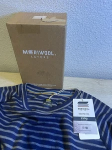 Meriwool Layers Kids Child 250 Long Sleeve Crew Sz Large Blue 100% Merino Wool - Picture 1 of 6