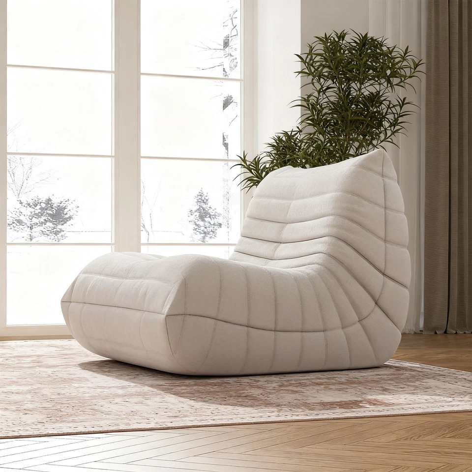 Sofá Togo Bolsa de Frijoles de Relleno para Adultos Sofá Grande Bolsa de Frijoles Silla Sofá Perezoso Negro Foto 1 de 1