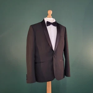 M&S Smoking Blazer Herren Gr. 40 S Schwarz Einreiher Slim Fit Klassisches Sakko - Bild 1 von 13