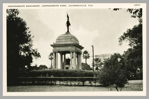 Confederate Monument Confederate Park Jacksonville Florida c1940 Chrome Postcard - Picture 1 of 2