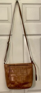 Børn Leather Shoulder Bag Waffle Weave Purse Tan/Brown Bag Charm - Picture 1 of 18