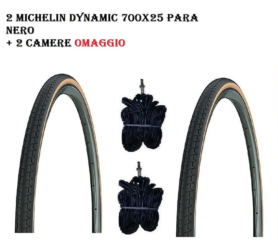 Coppia Copertoncini 700x25 Michelin Dynamic Classic Bici Corsa Nero Para Vintage - Bild 1 von 1