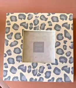 4" X 4" Cheetah Print Picture Frame by Sicura Italian Desings grey/cream New - Picture 1 of 17