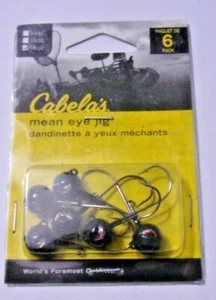 6 Cabela's 3/8oz. Mean Eye Jig - Black - New In Pack - Picture 1 of 4