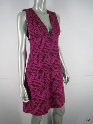 Mini Vestido Anna Sui NUEVO Talla 2 XS Rosa Ikat Lana a Cuadros Profundo V Sin Mangas Aline Foto 1 de 4