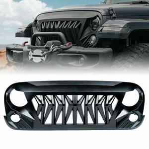 For 2007-2018 Jeep Wrangler JK JKU Front Grill Shark Grille Black Shark style - Foto 1 di 7