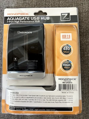 Sealed Monoprice Aquagate 7-Port High Performance USB 2.0 Hub Hi-Speed MS-UH2070 - Image 1 of 4