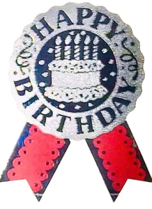 Mylar HAPPY BIRTHDAY RIBBON Sandylion Stickers -1 square ~VINTAGE~RARE - Picture 1 of 1