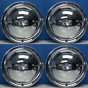 15" Full Moon Smoothie Style Chrome Steel Hot Rod Hubcaps Wheel Covers NEW SET/4 - Picture 1 of 7