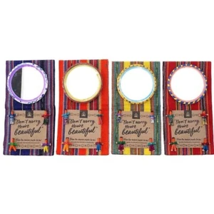 Worry Dolls Mirror in Foldable case covered with Traditional Mayan Fabric - Picture 1 of 4