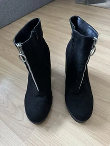 Women’s Primark Wide Fit Ankle Boots, Black Faux Suede, Size UK 7, New - Picture 1 of 5