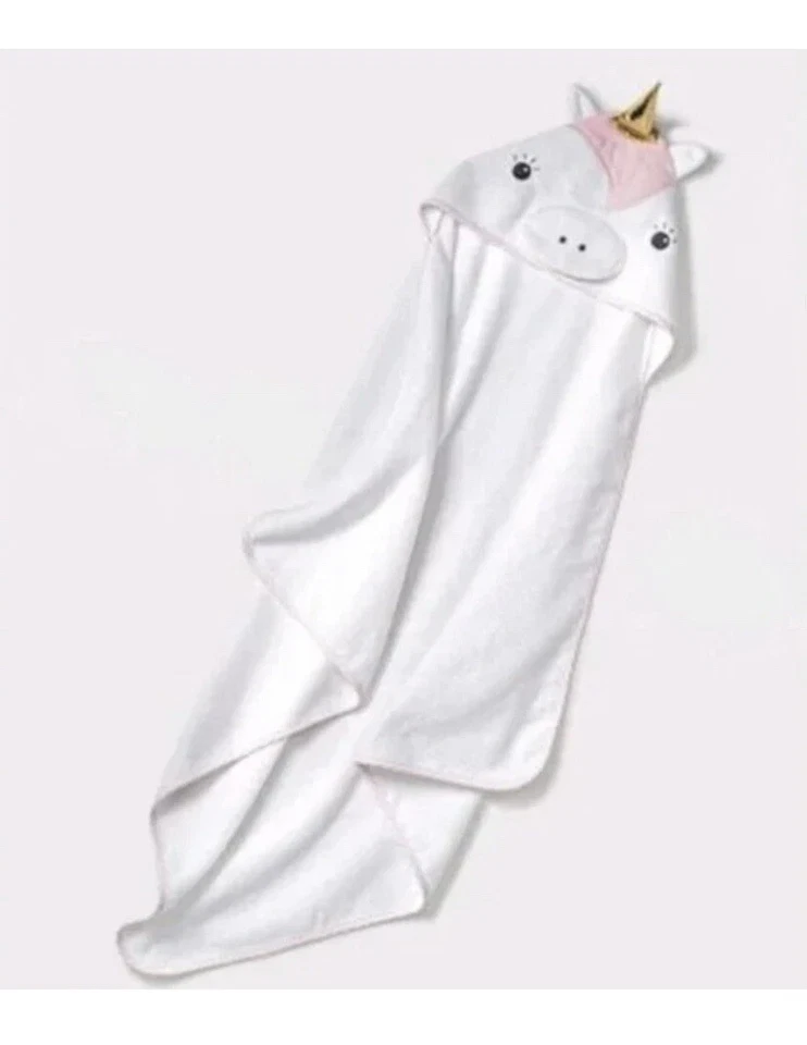 Cloud Island Plush Unicorn Infant Baby Hooded Towel Toddler White Pink
