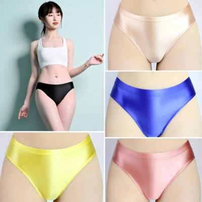 Women's Sexy Briefs Knickers Shiny Leggings Satin Glossy Opaque Gym Yoga Shorts - image 1 of 4