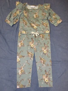 NWT Girls BONNIE JEAN 2 Pc Outfit - Sz 6 - Green w/ Pink FLOWERS - 3/4 Sleeves - Picture 1 of 3