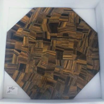 Mesa de mármol negro de 18"" con incrustación central ojo de tigre hecha a mano decoración oficina Foto 1 de 4