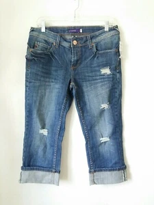 Vtg Vigoss Cuffed Crop Jeans Capri Sz 9 Waist 32 Stretch Distressed NOS - Picture 1 of 16