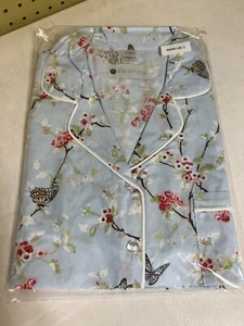NEW Ella Simone Sz. Large PJ Set Pajamas Short Sleeve Capri Pants Cotton Floral - Picture 1 of 11