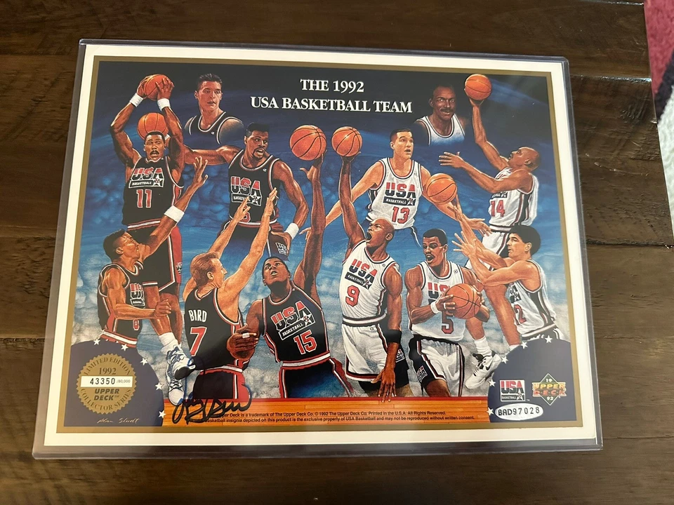 Larry Bird Team EE. UU. Cubierta superior 8,5 X11. Esto viene con un holograma UDA y certificado de autenticidad Foto 1 de 1