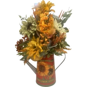 New Designer Sunflower Fall Year Round Watering Can Large Floral Arrangement - Picture 1 of 12