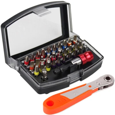 33pcs Mini Screwdriver Bit Set Driver Security Torx Drill Bits w/ Ratchet Handle - Image 1 of 4
